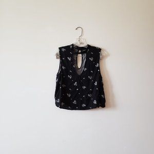 Kendall & Kylie Black Floral Tank Blouse Medium